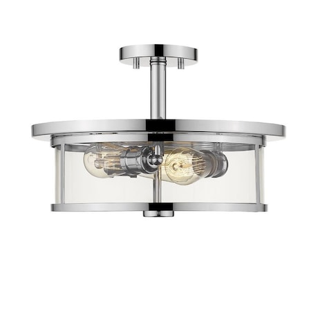 Z-Lite Savannah 3 Light Semi Flush Mount, Chrome & Clear 462SF16-CH